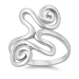 Sterling Silver Swirl Design Fancy Band Ring with Face Height of 25MM