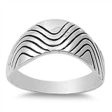 Sterling Silver Wavy Patterned Ring with Face Height of 9MM