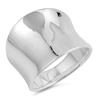 Sterling Silver Concave Band Shaped Plain RingsAnd Face Height 15mmAnd Band Width 5mmAnd Weight 7.5grams