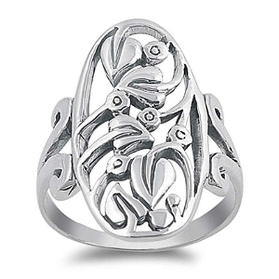 Sterling Silver Leaves Shaped Plain RingsAnd Face Height 28mmAnd Band Width 3mm