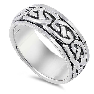 Sterling Silver Spinner Celtic Design Plain RingsAnd Band Width 9mm