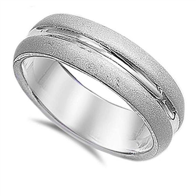 Sterling Silver Satin Thin Round Shaped Plain RingsAnd Band Width 7mm