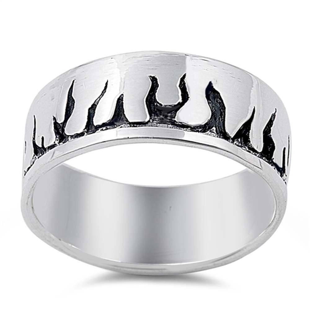 Sterling Silver Flame Shaped Plain RingsAnd Band Width 8mm