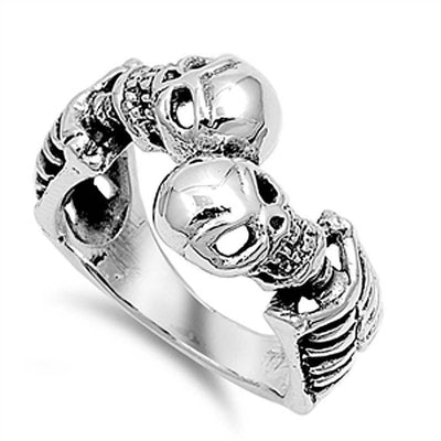 Sterling Silver Skeleton Shaped Plain RingsAnd Face Height 13mmAnd Band Width 4mm