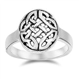 Sterling Silver Oxidized Celtic Shaped Plain RingsAnd Face Height 14mm