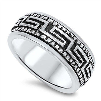 Sterling Silver Oxidized Spinner Shaped Plain RingsAnd Band Width 10mm