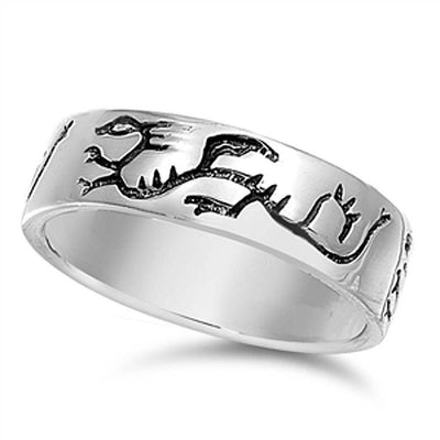 Sterling Silver Dragon Shaped Plain RingsAnd Band Width 6mm