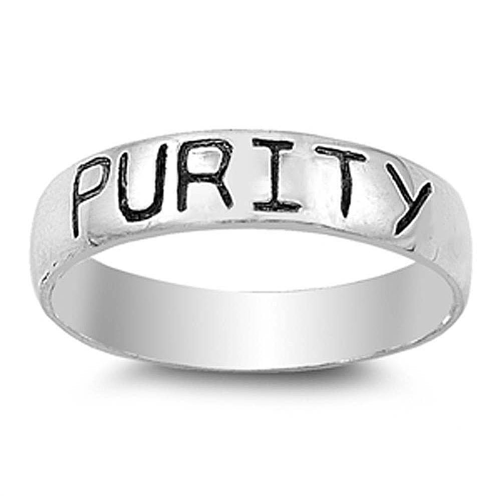 Sterling Silver Engraved  PURITY  Ring with Band Width of 5MM
