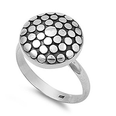 Sterling Silver Modish Handmade Dot Bali Ring with Face Height of 15MM