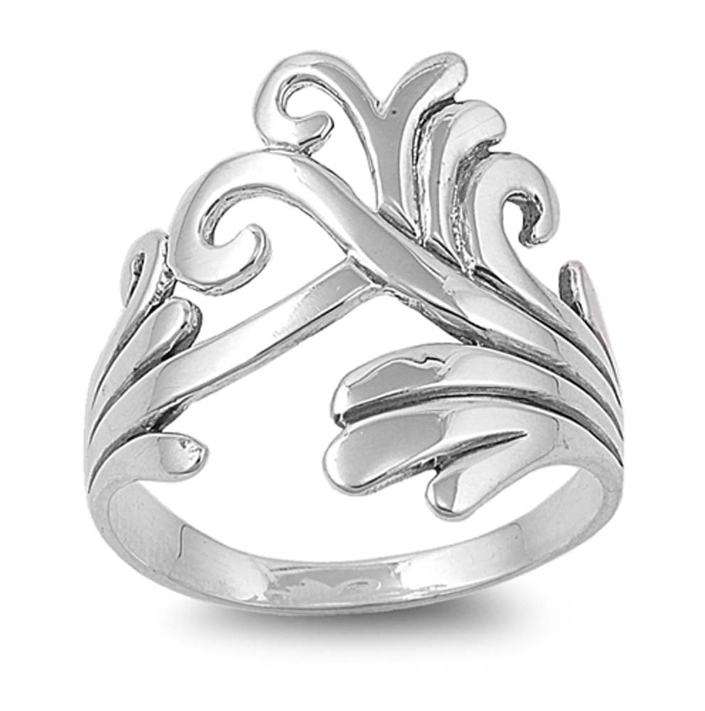 Sterling Silver Elegant Design Ring with Face Height of 22MM