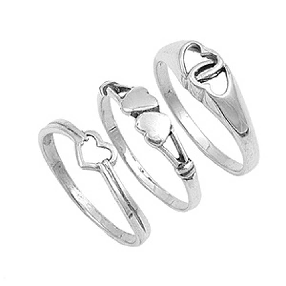 Sterling Silver Trendy Fashion Heart Ring with Face Height of 7MM