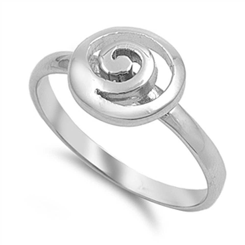 Sterling Silver Plain Swirl Design Ring with Face Height of  10MM