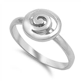 Sterling Silver Plain Swirl Design Ring with Face Height of  10MM