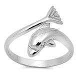 Sterling Silver Stylish Fancy Dolphin Ring with Face Height of 18MM