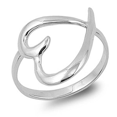 Sterling Silver Trendy Open Cut Heart Design Ring with Face Height of 17MM