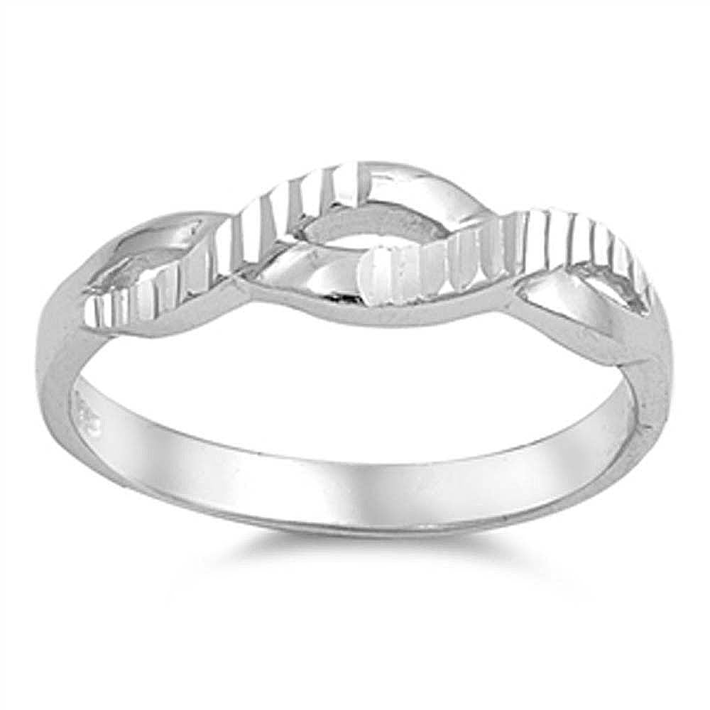 Sterling Silver Stylish Textured Infinity Ring with Face Height of 6MM