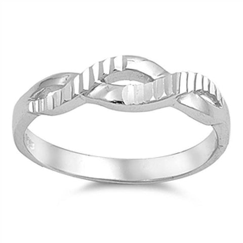 Sterling Silver Stylish Textured Infinity Ring with Face Height of 6MM