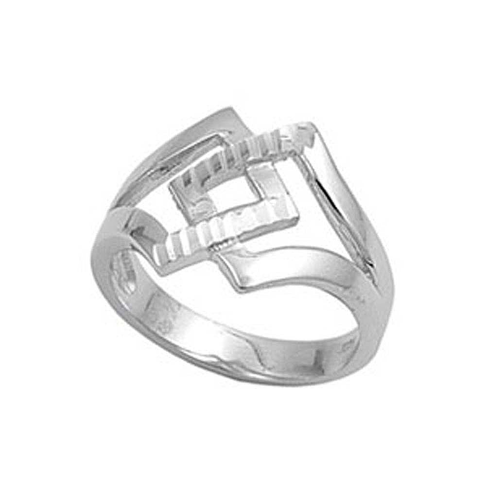 Sterling Silver Fancy Design Ring with Face Height of 15MM