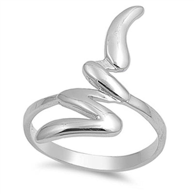 Sterling Silver Plain Snake Design Ring with Face Height of 28MM