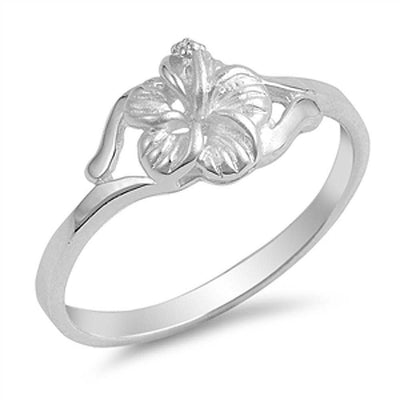 Sterling Silver Stylish Plumeria Ring with Face Height of 8MM