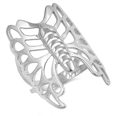 Sterling Silver Butterfly Shaped Plain RingsAnd Face Height 30mm