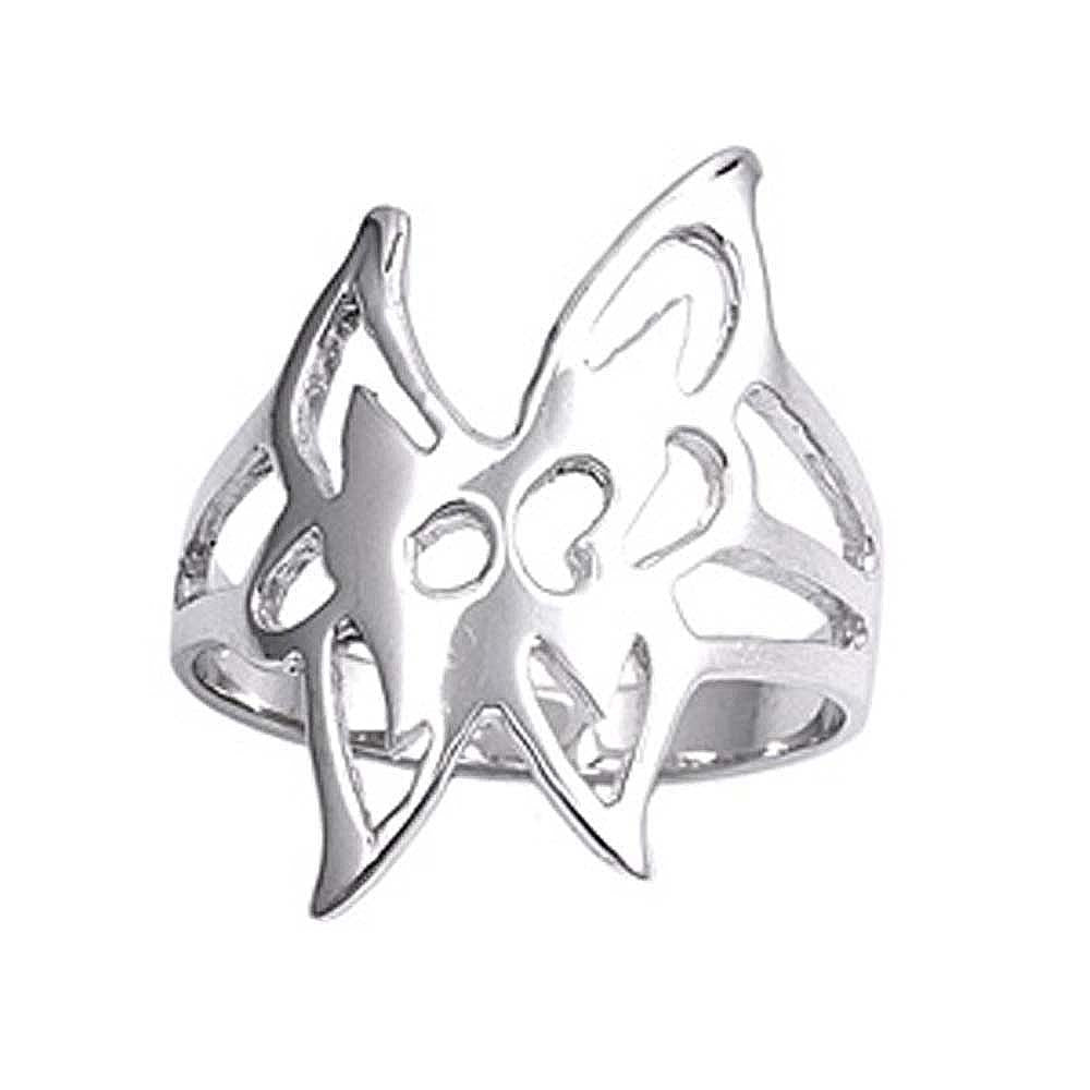 Sterling Silver Trendy Butterfly Design Ring with Face Height of 23MM