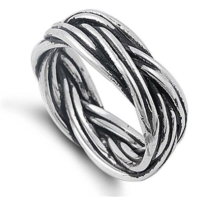 Sterling Silver Chain Shaped Plain RingsAnd Band Width 11mm