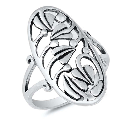 Sterling Silver Elegant Open Cut Artistic Design Ring with Face Height of 28MM