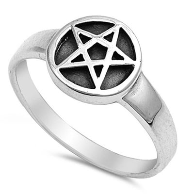 Sterling Silver Modish Star Design Ring with Face Height of 11MM