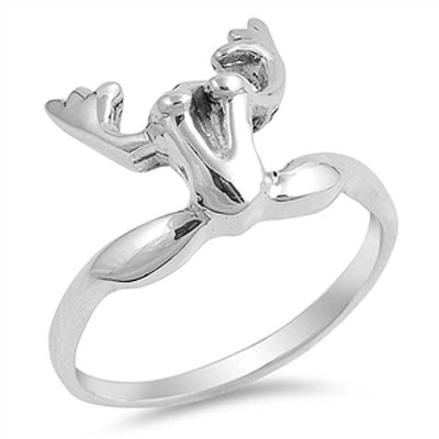 Sterling Silver Stylish Frog Ring with Face Height of 13MM