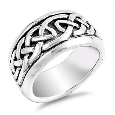 Sterling Silver Celtic Shaped Plain RingsAnd Band Width 10mm