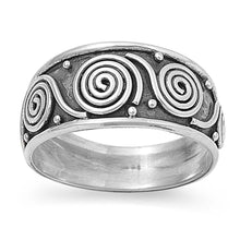 Load image into Gallery viewer, Sterling Silver Bali Mutli Swirl Design Wide Band Ring with Face Height of 10MM