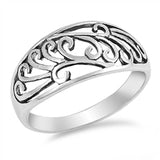 Sterling Silver Vintage Filigree Design Wide Band Ring with Face Height of 10MM