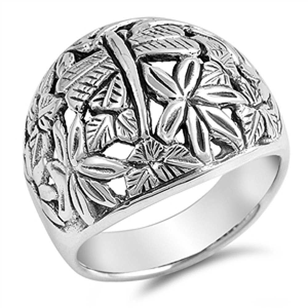 Sterling Silver Dragonfly Shaped Plain RingsAnd Face Height 16mmAnd Band Width 5mm
