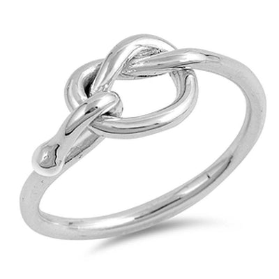 Sterling Silver Modish Love Knot Design Ring with Face Height of 8MM