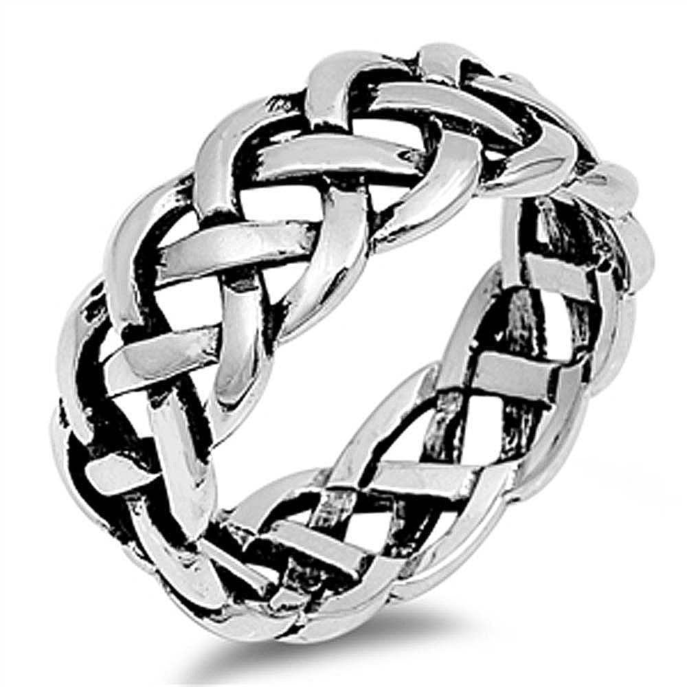 Sterling Silver Chain Shaped Plain RingsAnd Band Width 9mm