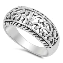 Load image into Gallery viewer, Sterling Silver Filigree Design and Twisted Edge Ring with Face Width of 10MM