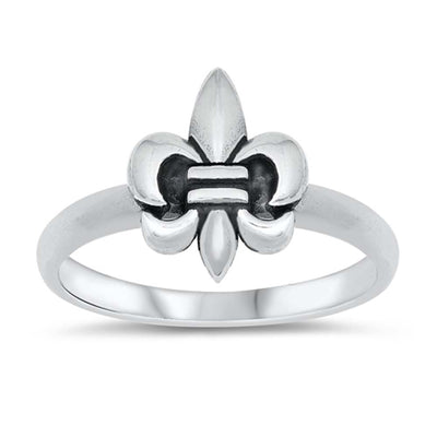 Sterling Silver Modish Vintage Fleur De Lise Ring with Face Height of 12MM