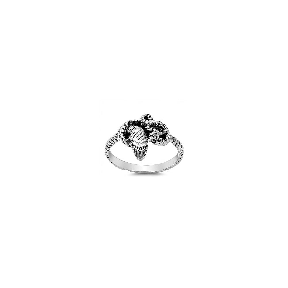 Sterling Silver Stylish Snake Design and Twisted Band Ring with Face Width of 13MM