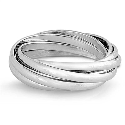 Sterling Silver Fancy Multi-Band Ring with Face Width of 7MM