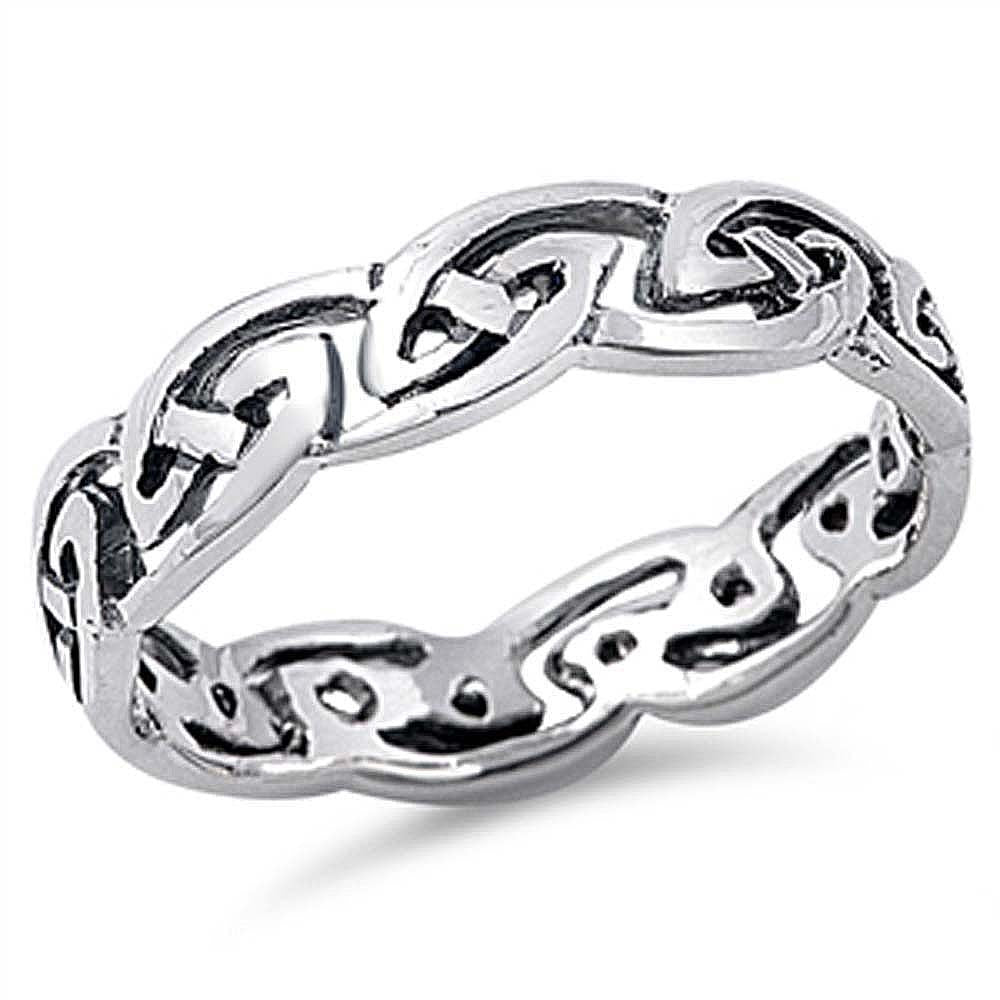 Sterling Silver Stylish Infinity Celtic Knot Ring with Face Width of 5MM