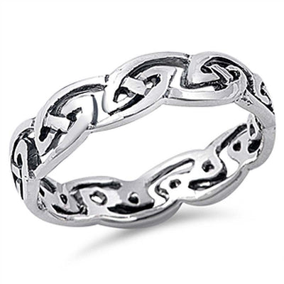 Sterling Silver Stylish Infinity Celtic Knot Ring with Face Width of 5MM