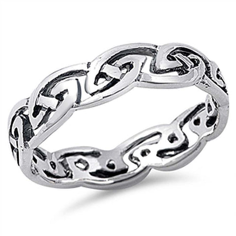 Sterling Silver Stylish Infinity Celtic Knot Ring with Face Width of 5MM