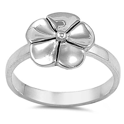 Sterling Silver Simply Modish Plumeria Ring with Face Width of 12MM