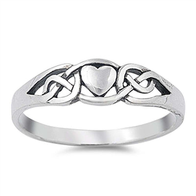 Sterling Silver Vintage Heart with Celtic Knot RingAnd Face Width of 6MM