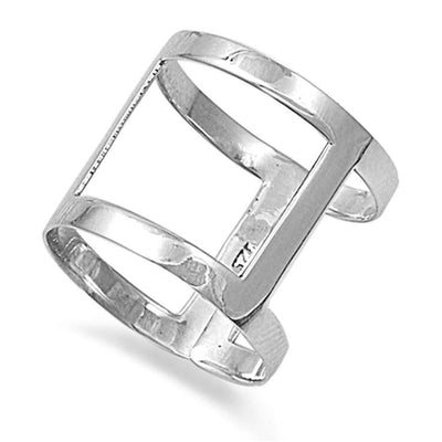 Sterling Silver Fancy Style Barrel Wide Band Ring with Face Width of 17MM