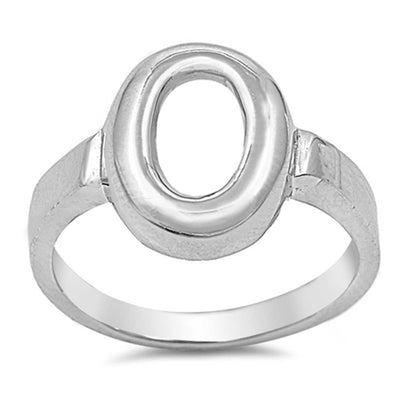 Sterling Silver Plain Open Cut Oval Design Ring with Face Height of 15MM