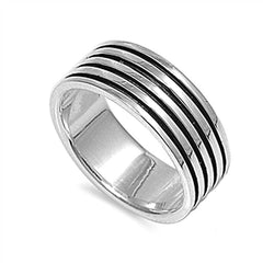 Sterling Silver Lines Shaped Plain RingsAnd Band Width 8mm