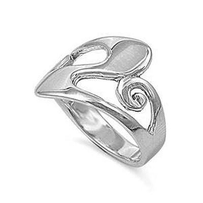 Sterling Silver Leaf Shaped Plain RingsAnd Face Height 14mmAnd Band Width 4mm