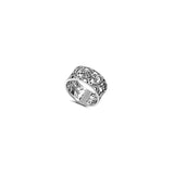 Sterling Silver Vintage Artistic Design Wide Band Ring with Face Height of 10MM